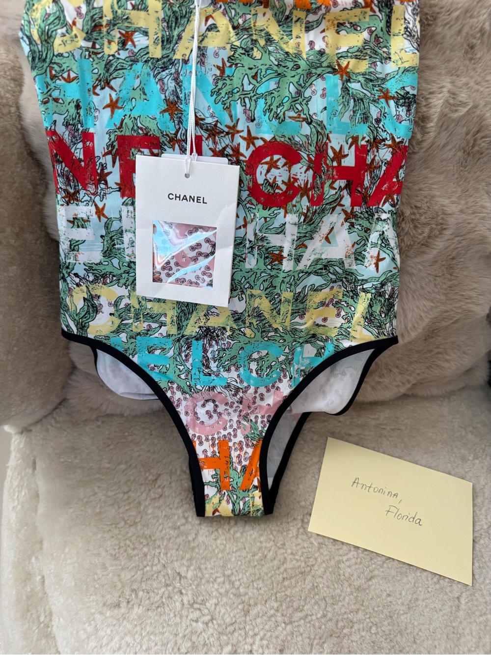 CHANEL Coco Beach 2026 Multicolor One-Shoulder Swimsuit - Picture 3 of 7